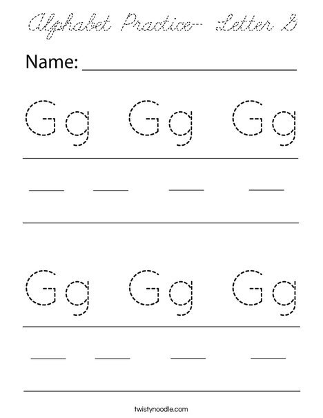 Alphabet Practice- Letter G Coloring Page