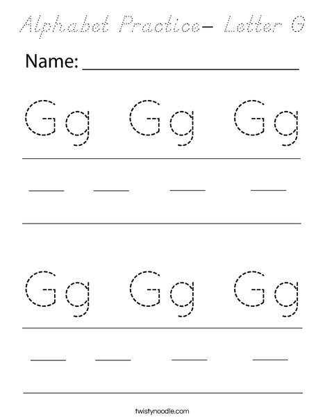 Alphabet Practice- Letter G Coloring Page