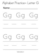 Alphabet Practice- Letter G Coloring Page