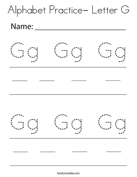 Alphabet Practice- Letter G Coloring Page
