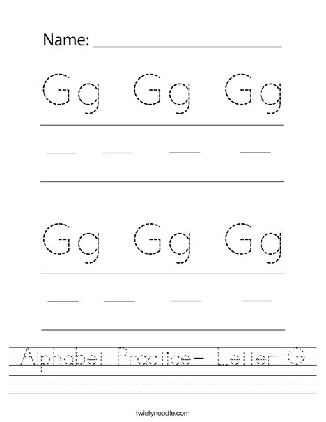 Alphabet Practice- Letter G Worksheet