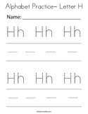 Alphabet Practice- Letter H Coloring Page