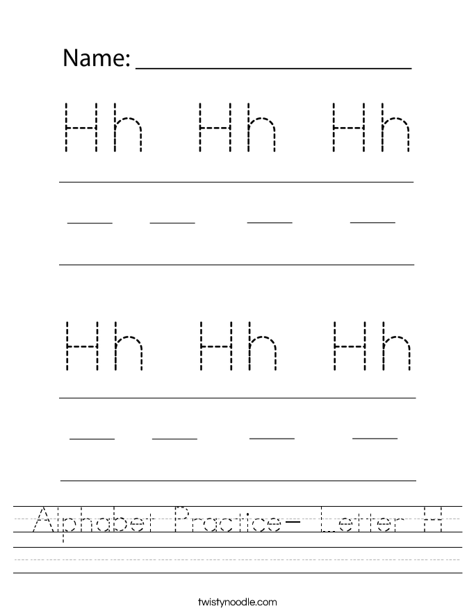 Alphabet Practice- Letter H Worksheet