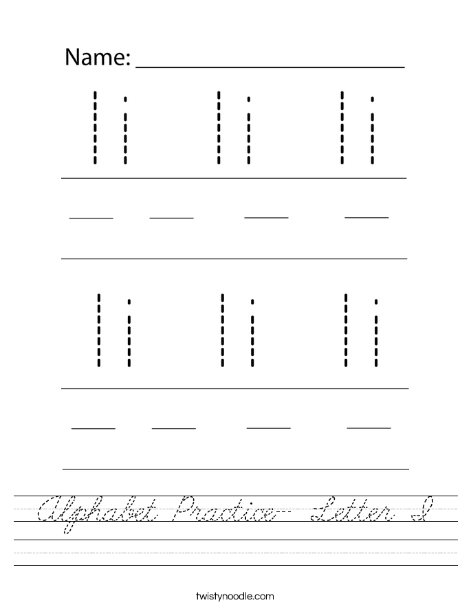 Alphabet Practice- Letter I Worksheet