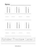 Alphabet Practice- Letter I Worksheet