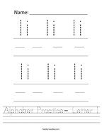Alphabet Practice- Letter I Handwriting Sheet