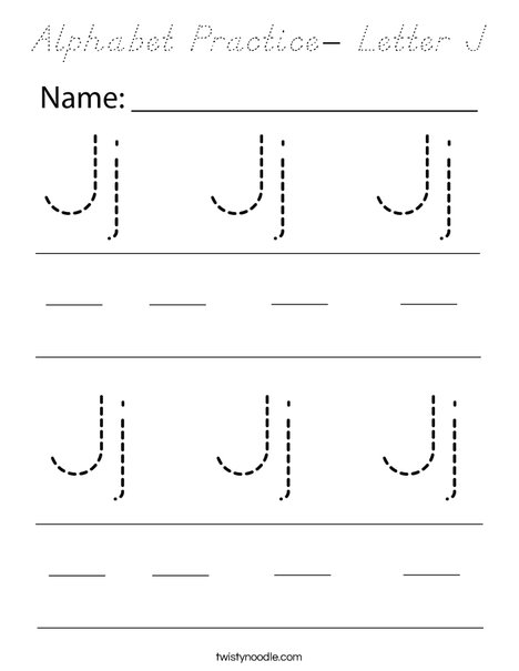 Alphabet Practice- Letter J Coloring Page