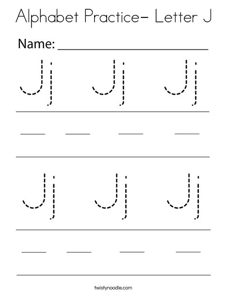 Alphabet Practice- Letter J Coloring Page