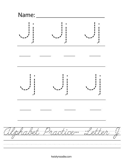 Alphabet Practice- Letter J Worksheet
