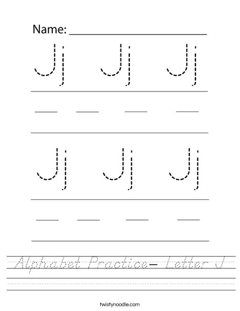 Alphabet Practice- Letter J Worksheet
