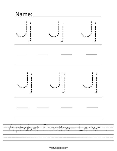 Alphabet Practice- Letter J Worksheet