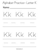 Alphabet Practice- Letter K Coloring Page