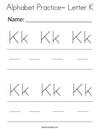 Alphabet Practice- Letter K Coloring Page
