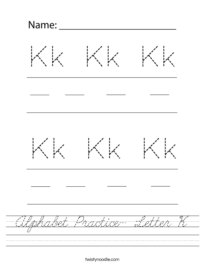Alphabet Practice- Letter K Worksheet