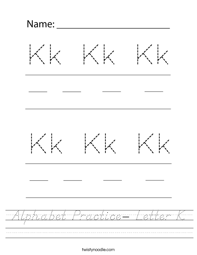 Alphabet Practice- Letter K Worksheet