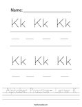 Alphabet Practice- Letter K Worksheet
