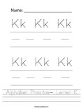 Alphabet Practice- Letter K Worksheet