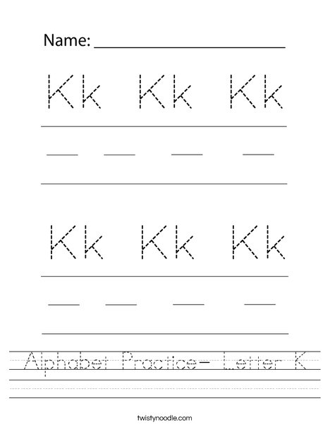 Alphabet Practice- Letter K Worksheet