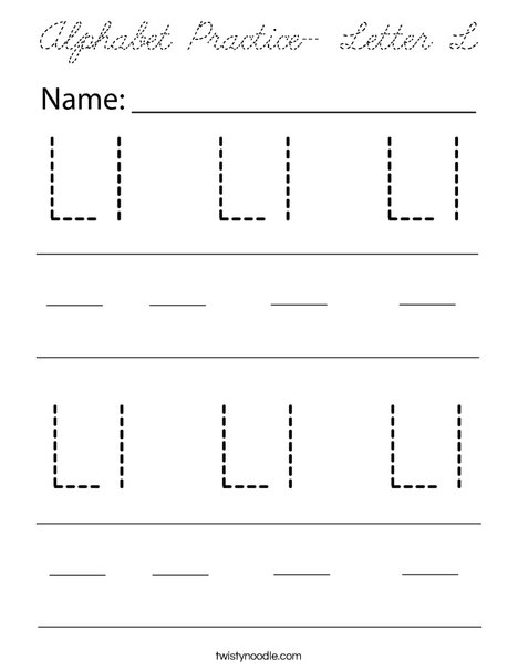 Alphabet Practice- Letter L Coloring Page