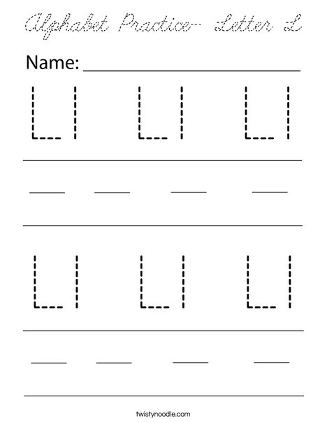 Alphabet Practice- Letter L Coloring Page