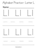 Alphabet Practice- Letter L Coloring Page