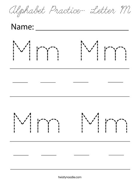 Alphabet Practice- Letter M Coloring Page