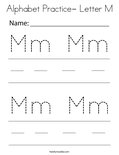 Alphabet Practice- Letter M Coloring Page