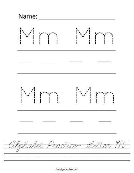 Alphabet Practice- Letter M Worksheet