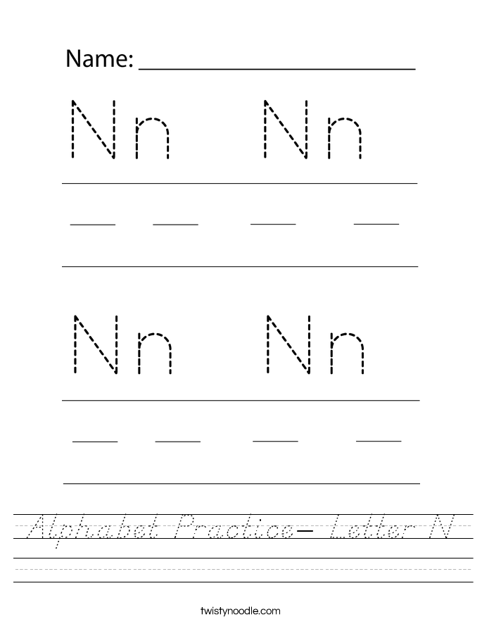 Alphabet Practice- Letter N Worksheet