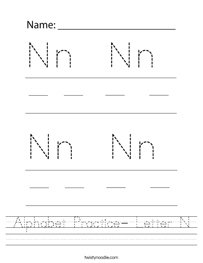 Alphabet Practice- Letter N Worksheet