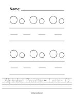 Alphabet Practice- Letter O Handwriting Sheet