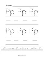 Alphabet Practice- Letter P Handwriting Sheet