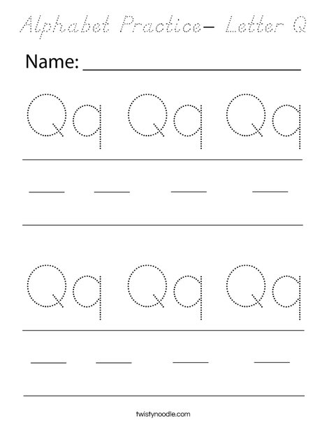 Alphabet Practice- Letter Q Coloring Page