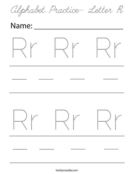 Alphabet Practice- Letter R Coloring Page