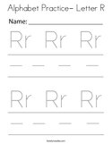 Alphabet Practice- Letter R Coloring Page