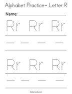 Alphabet Practice- Letter R Coloring Page
