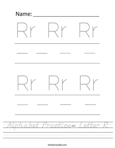 Alphabet Practice- Letter R Worksheet