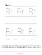 Alphabet Practice- Letter R Handwriting Sheet