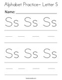 Alphabet Practice- Letter S Coloring Page