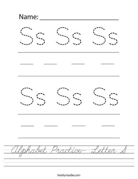 Alphabet Practice- Letter S Worksheet