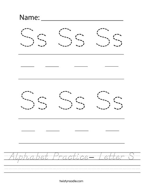 Alphabet Practice- Letter S Worksheet