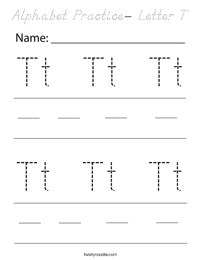 Alphabet Practice- Letter T Coloring Page