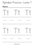 Alphabet Practice- Letter T Coloring Page - Twisty Noodle