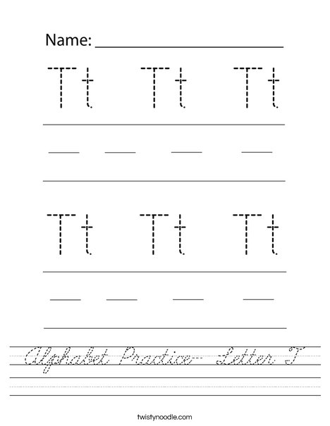 Alphabet Practice- Letter T Worksheet