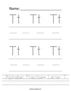 Alphabet Practice- Letter T Handwriting Sheet