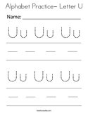 Alphabet Practice- Letter U Coloring Page