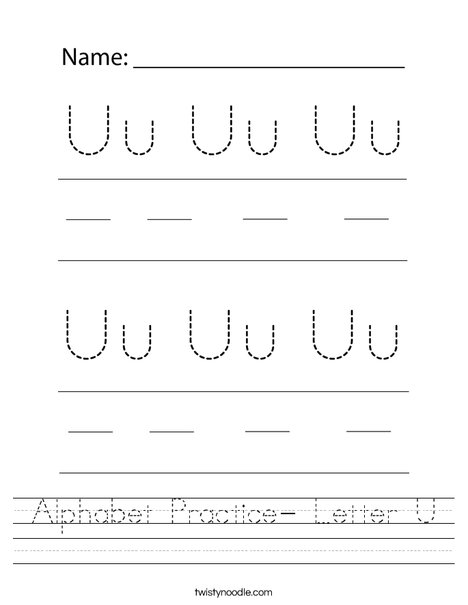 Alphabet Practice- Letter U Worksheet