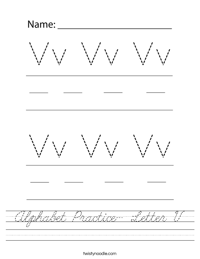 Alphabet Practice- Letter V Worksheet