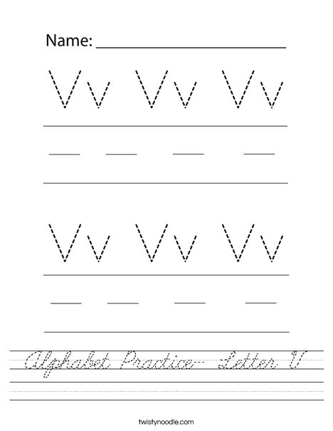Alphabet Practice- Letter V Worksheet