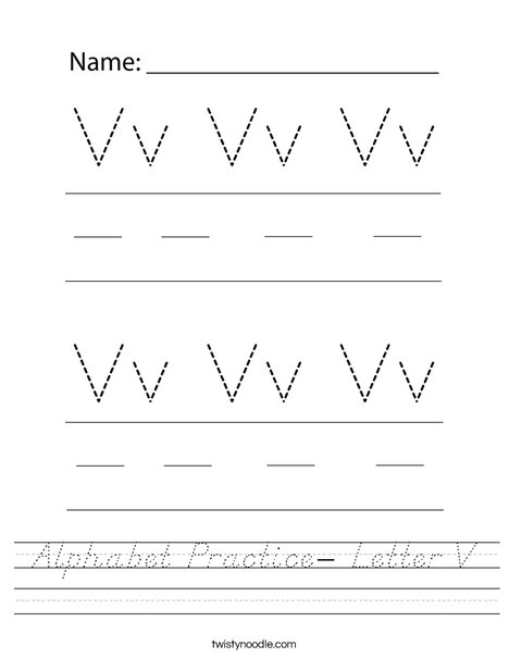 Alphabet Practice- Letter V Worksheet